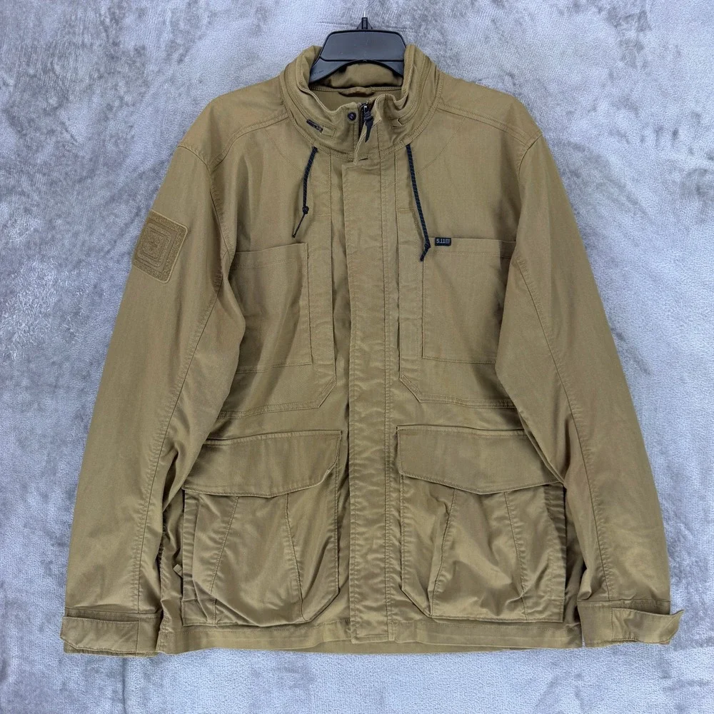 5.11 Tactical Jacket Mens Large Field Utility Coyote Brown Multi-Pocket EUC